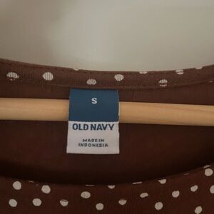 Old Navy Chocolate Brown Top with White Dots